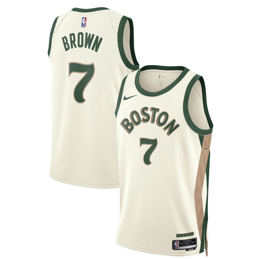Men Boston Celtics 7 Jaylen Brown Nike White City Edition 2023-24 Swingman NBA Jersey